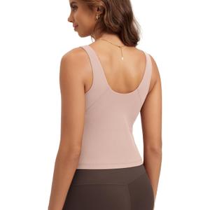 ODODOS Cloud Feeling Tank Bra for Women U Back Wirefree Longline Sports Bra Yoga Crop Top (Medium)