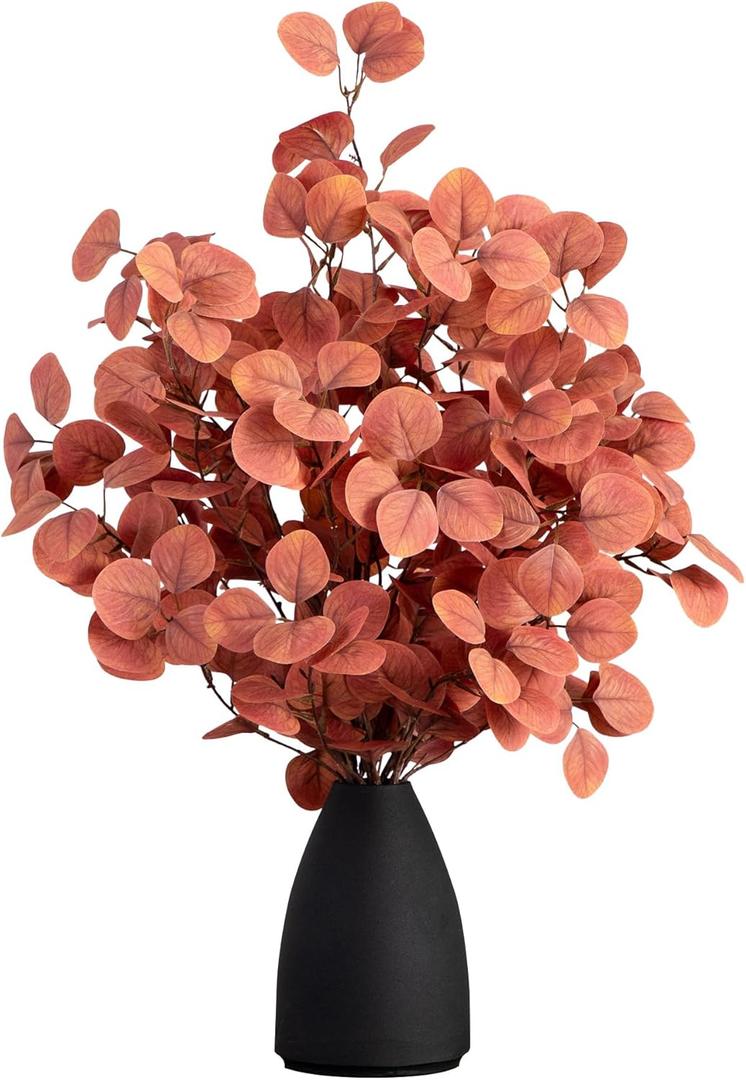 Nearly Natural 29-in Artificial Autumn Eucalyptus Arrangement in Decorative Black Vase, Faux Eucalyptus Plant Arrangement for Home & Office Dcor