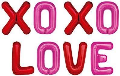 3 x 16 Inch XOXO LOVE Letters Pink Red Foil Balloons (XOXOLOVE) (XOXOLOVE)