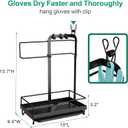 GSlife Sink Caddy Kitchen Sink Organizer - Large All-in-One Sponge Holder with Towel Holder, Rust Resistant Countertop Caddy with Drip Tray and Hooks for Brush, Gloves, Drying Hanger, Black, Large with Towel Bar and Hooks