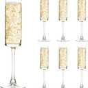 UMEIED 6 Oz Edge Champagne Flutes Set of 6, Long Stemmed Crystal Clear Champagne Flute Glass Set, Sparkling Wine Glasses for Home Party Wedding Birthday Housewarming Gifts