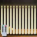 Homemory 12 Pcs Flameless Taper Candles with Remote Timer Dimmer, 11 inches Ivory Taper Candles Battery Operated, Plastic LED Candlesticks with Flickering Flame for Halloween Christmas Church Wedding