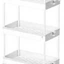 Ronlap 3 Tier Slim Rolling Storage Cart with Wheels Plastic Utility Cart Organizer for Snack Craft Art Postpartum Baby Diaper Nail Makeup in Bathroom Laundry Room Kitchen Bedside Narrow Space, White