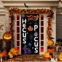 Hocus Pocus Door Cover - Large Fabric Halloween Party Decorations Sign for Front Porch, Indoor/Outdoor
