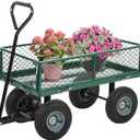FDW Garden Cart Streel Heavy Duty 500 LBS CapacityUtility Cart Wagon with Removable Sides and 180Rotating Handle for Yard, Lawn and Garden Hauler (Green)