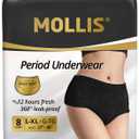 MOLLIS Disposable Period Underwear for Women, Postpartum Panties, Maternity Knickers Heavy Flow Leak Proof (L/XL(Pack of 8), Black)
