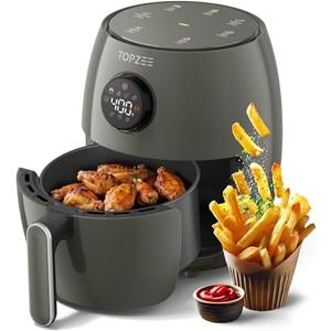 Small Compact Air Fryer, 2.1QT, 4-in-1 Small Mini Airfryer, Bake, Roast, Reheat, 98% Less Oil, Adjustable Temperature Control w/ 60min Timer, Quiet, Nonstick & Dishwasher Safe, BPA-Free, Grey