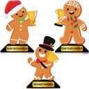 3 Pcs Christmas Gingerbread Man Contest Trophy 6.1 Inch Wooden Gingerbread Man Decorating Kit Funny Party Trophies Gingerbread House Awards for Christmas Xmas Decorations