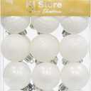 KI Store White Christmas Balls 34pcs 1.57-Inch Small Christmas Tree Decoration Ornaments for Xmas Tree Holiday Wreath Garland Decor Ornaments Hooks Included