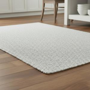 Super Area Rugs Farmhouse Braided Rugs 2X3, Soft Cotton Kitchen Rugs, Rectanglular Woven Braided Rug for Bedside, Gray & White, 2' X 3' Rectangle