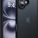 for iPhone 16 Case, [Military-Grade Drop Protection][Anti-Yellowing] Shockproof Protective Translucent Matte Cover for iPhone 16 Phone Case,Titanium Black