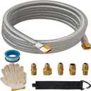 10 Feet High Pressure Braided Propane Hose Extension with Conversion Coupling 3/8" Flare to 1/2" Female NPT, 1/4" Male NPT, 1/8" NPT Male, 3/8" Male Flare for BBQ Grill, Heater,Fire Pit