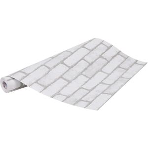 Mind Reader Removable Vinyl Wallpaper Peel and Stick Self Adhesive Wallpaper 17.75" X 393.7" Water-Resistant Contact Paper Shelf Liner White Brick