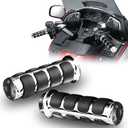 DREAMIZER Universal Motorcycle Hand Grips with Black Non-Slip Rubber for Harley Honda Yamaha Suzuki Kawasaki (1" (25mm), Chrome-2)