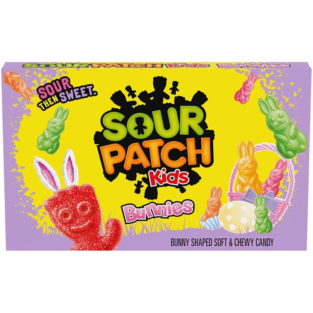 SOUR PATCH KIDS Bunnies Candy, Easter Edition, 1 Movie Theater Box (3.1 oz.) (24 Ounces)