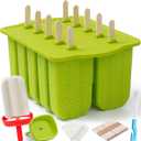 10 Cavity Large Silicone Popsicle Molds with Popsicle Holders/Popsicle Drip Catcher, MEETRUE Silicone BPA-Free Popsicle Maker Mold Set Ice Pop Mold, with 50Pcs Popsicle Sticks