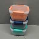 50oz Berry Keeper Fruit Storage Container for Fridge, Fresh Food Produce Saver Containers with Removable Drain Colanders, Vegetable Lettuce Keeper Bowl, Refrigerator Organizer, PRESS TO OPEN CLOSE LID (3 PCS Square Blue+Green+Pink)