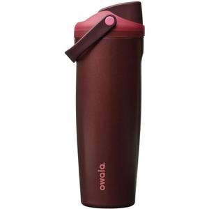 Owala FreeSip Sway Insulated Stainless Steel Water Bottle with Two-Way Spout, Built-In Straw and Handle, Made for Travel, School, and Sports, 30oz, BPA Free, Leak Proof, Black Cherry