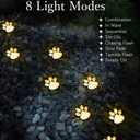 Paw Print Solar Lights - Outdoor Garden Decoration Waterproof, Cat Dog Animal Set (4), Pet Cemetery, Grave Memorial, Gifts for Pet Lovers (Warm White)