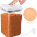 Brown Sugar Container Airtight with 1 moisturizing clay tablet & 1 Spoon, 1.5L/1.36QT Clear Brown Sugar Keeper Container for Kitchen Organization(COLOR:White)