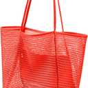 Mesh Tote Beach Bag For Women Fairycore Hobo Bag,Shoulder Bag Casual Crochet Bags Orange