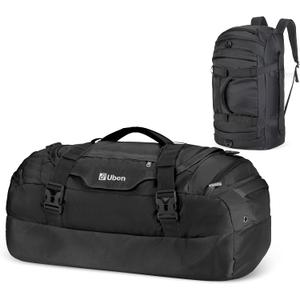 Ubon Large Duffel Bag Weekender Bags with Shoe Compartments 4-Way Sports Gym Backpack with Padded Straps Camping Traveling Duffle Bag (Black)