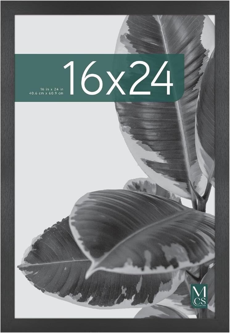 MCS Studio Gallery 16x24 Poster Frame Black Woodgrain Engineered Wood, Vertical & Horizontal Wall Hanging Large Picture Frame for Photos, Posters & Art Prints (1-Pack)