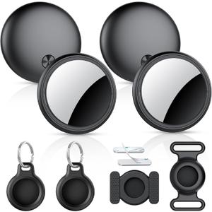 Air Tracker Tags-4 Pack, 2025 New [Apple MFi Certified], Bluetooth Tracker Work with Apple Find My (iOS Only), Replaceable Battery Last 2 Years, Item Finder for Luggage/Key/Suitcase, with Diverse Holder (31mm*31mm*9mm)