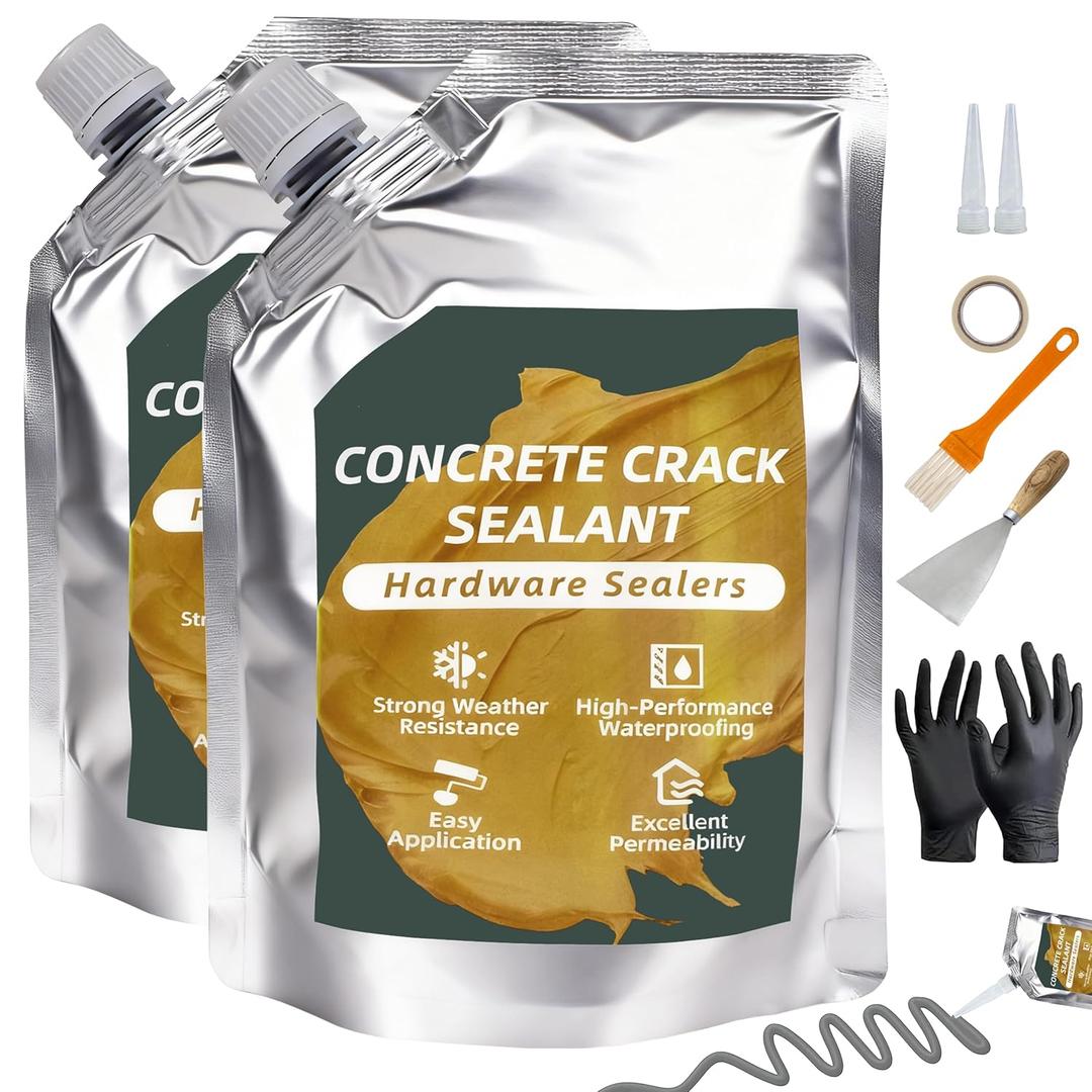 Oriflame Concrete Crack Filler: Self-Leveling Cement Crack Filler - High Elasticity & Weather-Resistant Waterproof Repair Sealant for Driveway/Walkway/Patio/Joint/Outdoor/Indoor - Grey (500ML 2 PCS)