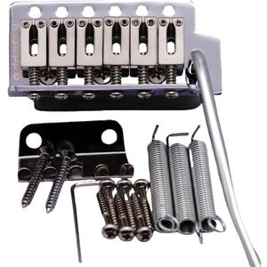 Guitar Tremolo Bridge with Zinc Alloy Saddles and Block, String Spacing 10.5MM, Pop-In Vibrato Bar, Complete Install Kit