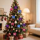 Twist Tie Bow for Wrapping Gift 3.5" 30Pcs Premade Satin Ribbon Bow Decorations for Crafts Treat Bag Wedding Bridal Shower Christmas Tree Party Favors Decor Accessories (Purple, Rose Red, Royal)