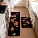 Set of 2 Kitchen Rugs - 17"x47"+17"x30" Kitchen Mats for Floor Washable Non Slip Front Door Mat Floor Rug for Home Kitchen Decorations, Sink, Office, Laundry (Lily)