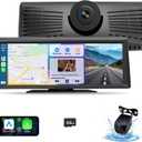 Wireless Portable CarPlay Screen8.1" Portable Touchscreen Car Stereo with 2K Dash Cam/Carplay & Android Auto1080P Backup CameraGPS NavigationVoice ControlLoop RecordingMirror Link