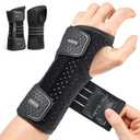 Rakiie 2 Pack Carpal Tunnel Wrist Braces, Adjustable Wrist Support Splint for Night Sleep & Daytime Working, Hand Braces Pain Relief for Arthritis, Typing & Pregnancy, Men & Women (Gray, S) (Black, S)