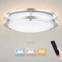 SKXEXI Flush Mount Ceiling Light with Remote: 10 Inch Lights Fixture, 3000K-4500K-6000K Adjustable 3 Color Temperature, Dimmable Lighting Fixtures for Kitchen Bedroom Hardwired Installation (Silver)