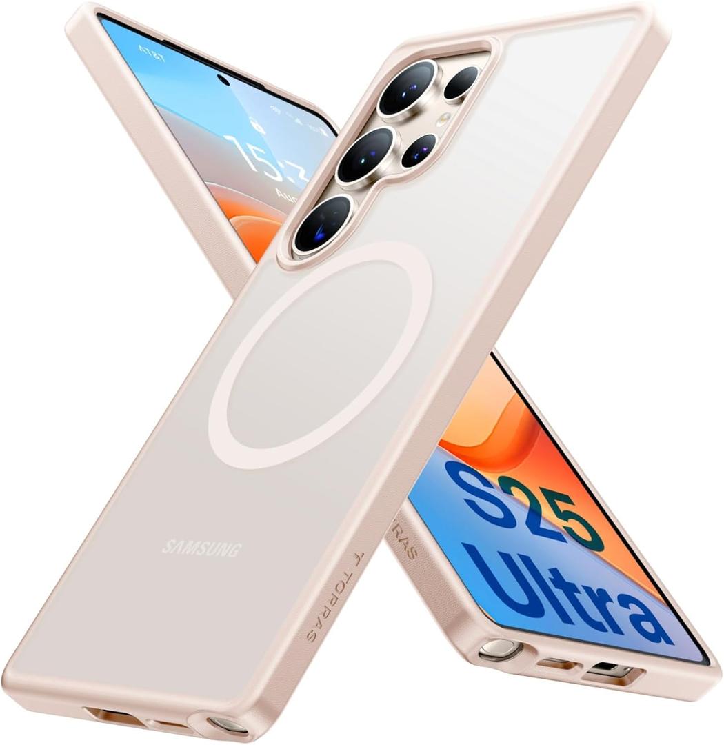 TORRAS for Samsung Galaxy S25 Ultra Case, Fit for MagSafe, 4X Military Grade Protection, Magnetic Shockproof Translucent Slim for Samsung S25 Ultra Case Anti-Scratch, Titanium Pink Gold