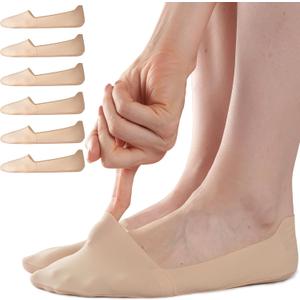 Sofier No Show Socks Womens, Non Slip Low Cut 6 Pairs Thin Silky Dress Footies Liner Invisible Socks Flats Loafers Sneakers (Beige)