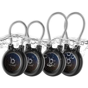 WhoseID Compatible with Apple Airtag Case Keychain Holder, IPX8 Waterproof Air Tags-4 Pack Cases Keychain Holder Easy Twist-Off Cap with Durable Matel Keyring for Luggage,Item Finder, Backpack, Kids