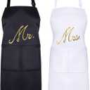 Syhood 2 Piece Mr & Mrs Aprons for Couple Gifts, Wedding Anniversary Bridal Shower Gifts for Couple Women and Men, Bride and Groom