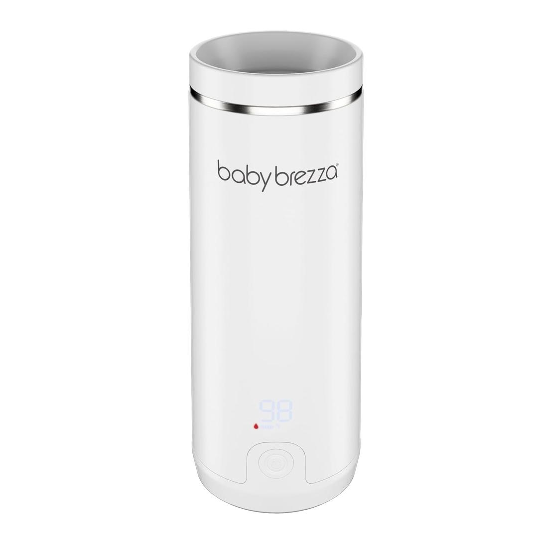 Baby Brezza Superfast Portable Baby Bottle Warmer  67% Faster - Travel Breastmilk Warmer and Formula Warmer - Safe, Even Heating - Up to 9oz - No Adapters, White