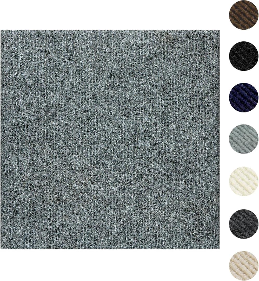 Carpet Tiles Peel and Stick 24 x 24, Self Adhesive Soft Padded Flooring Stickers, Light Gray Home Decor for Bedroom Living Room Office, 10 Tiles & 40 sq ft per Box