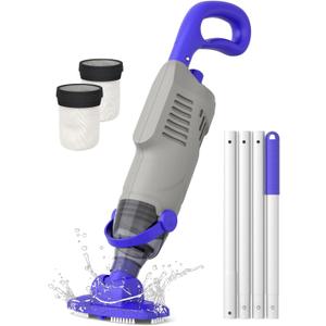 Little Shark Pool Vacuum for Above Ground Pool, Hot Tub Vacuum with a 60w Motor,18 Gal/Min Powerful Suction, Compact & Light Pool Vacuum with 5000mAh Battery, 1h Running Time