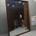 28x36 Inch Rectangle Walnut Bathroom Mirror, Anti-Rust 4MM Tempered Glass, Modern Vanity Mirror for Bathroom, Horizontal or Vertical Wall Mount