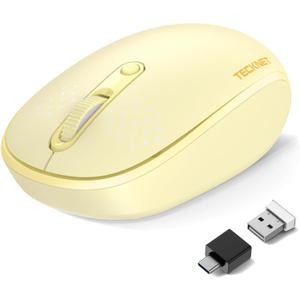 TECKNET Wireless Mouse,Bluetooth Mouse (BT5.3/5.0 & 2.4G) with USB Receiver Silent Optical Computer MiceWide Compatibility