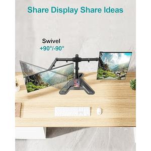 MOUNT PRO Dual Monitor Stand, Free-Standing Full Motion Monitor Desk Mount Fits 2 Screens up to 27 inches,17.6lbs with Height Adjustable, Swivel, Tilt, Rotation, VESA 75x75 100x100, Black