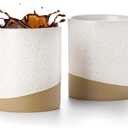 Nucookery 16 oz Large Ceramic Coffee Mugs - Coffee Mugs Set of 2, Modern and Boho Style Coffee Cups for Latte, Cappuccino, Hot Tea, Dishwasher & Microwave Safe, White