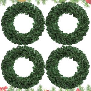 Hotop 4 Pcs Artificial Christmas Wreath for Front Door, 24 Inch
Christmas Green Farmhouse Wreath, DIY Faux Plain Wreaths, for Decorating Window Room Xmas Party Decor