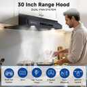 AMZCHEF 30" Stainless Steel Under Cabinet Range Hood, 1050 CFM Dual-Fan