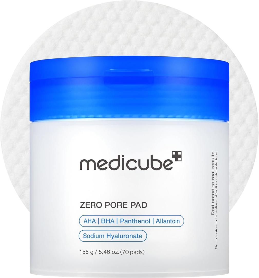 Medicube Zero Pore Pads 2.0, Dual-Textured Facial Toner Pads for Exfoliation and Pore Care with 4.5% AHA Lactic Acid & 0.45% BHA Salicylic Acid, Ideal for All Skin Types, Korean Skin Care (70 units) (70 Count (Pack of 1))