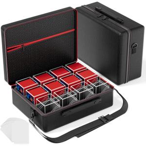 Proijeut Card Deck Box with Portable Case, 12 Pack Clear Commander Deck Box with 12 Dividers, Holds 1200+ Double Sleeved Cards, Fit for MTG, YuGiOh, TCG